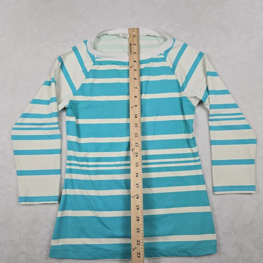 Lauren Ralph‎ Lauren Girl's Size Small Stretch Striped Blue White Shirt